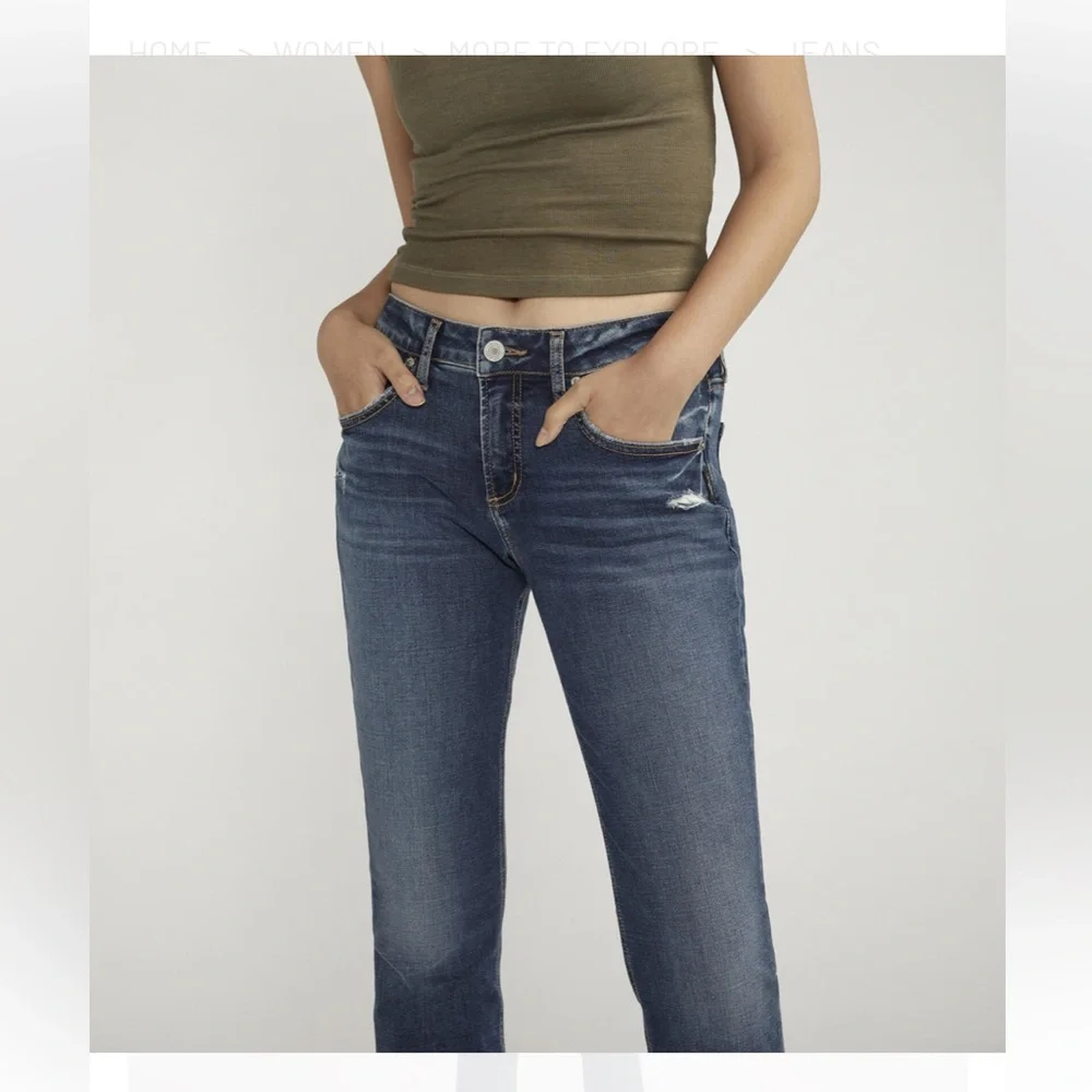 π NWT Silver Jeans Boyfriend Mid Rise Slim Leg Jeans, 14/29 - Picture 12 of 13